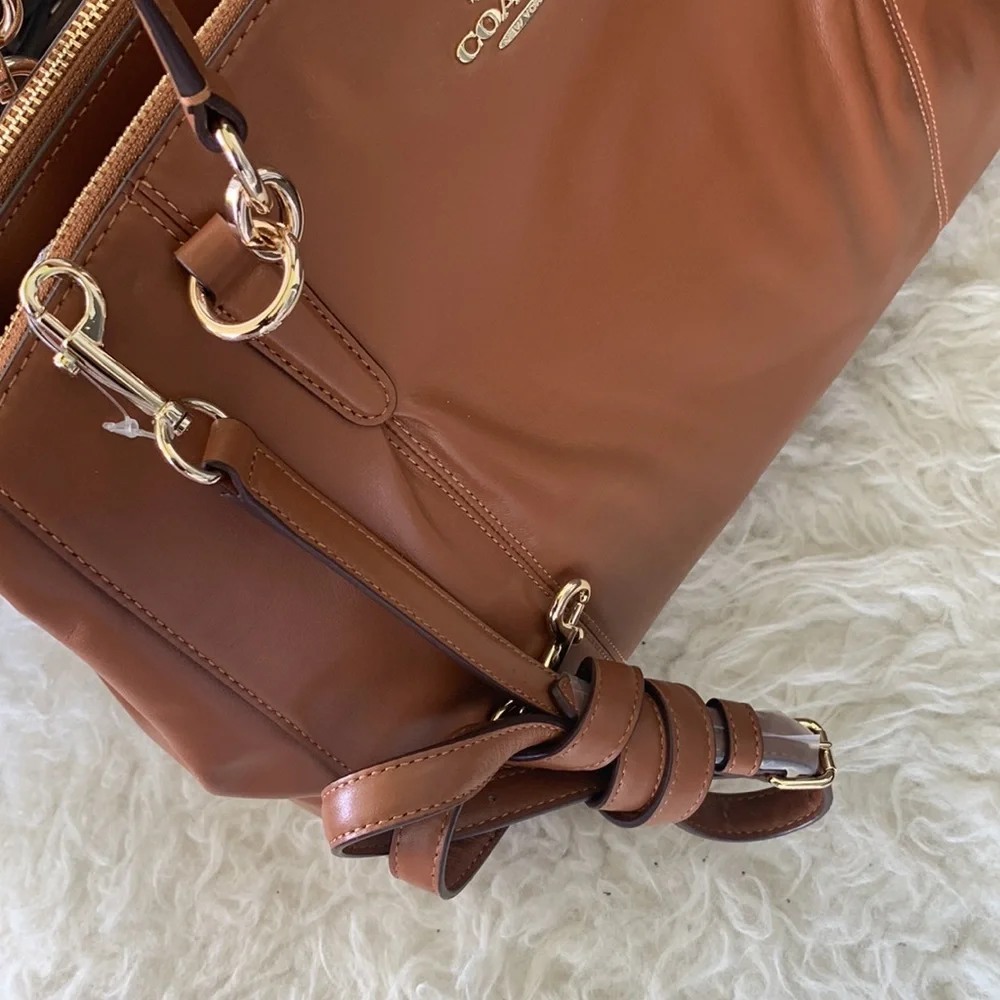 New Coach Christie Brown Leather Carryall Satchel Shoulder Bag F36680 - Picture 9 of 16